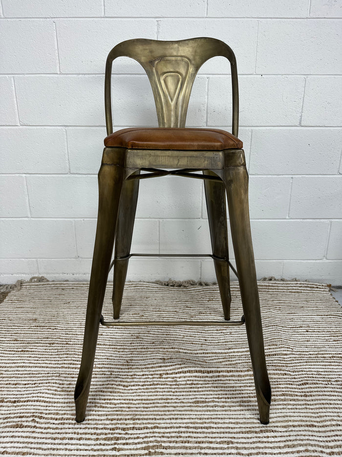 Mid Century Leather Barstool