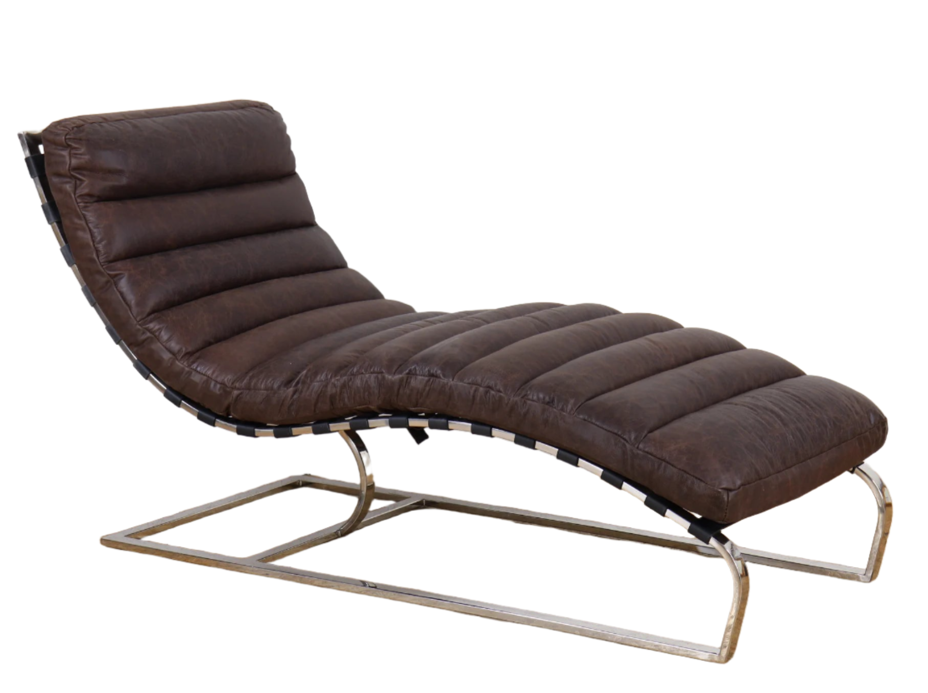 Beaubourg Leather Chaise - Vintage Brown