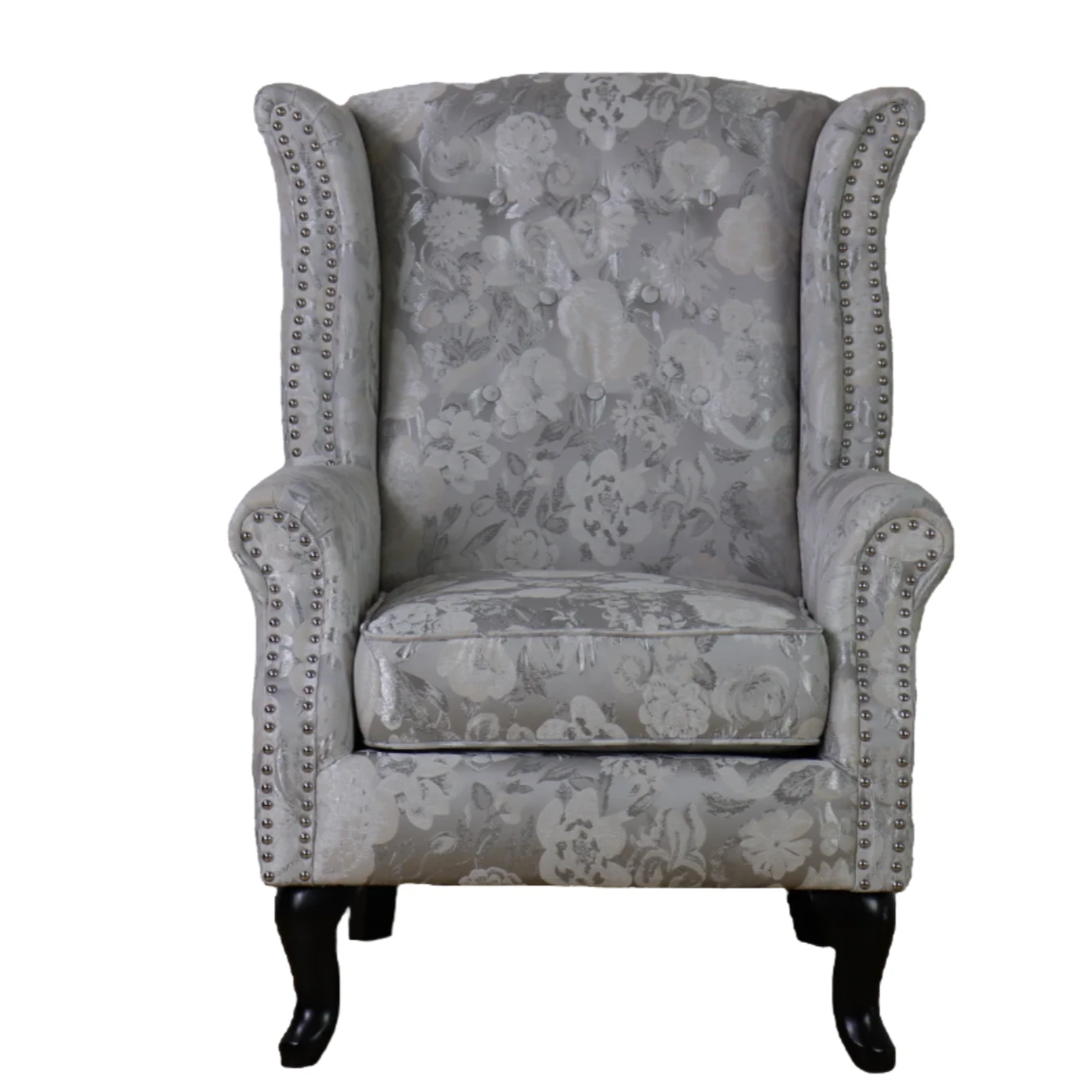 Quinn Wingback Armchair-Silver Grey