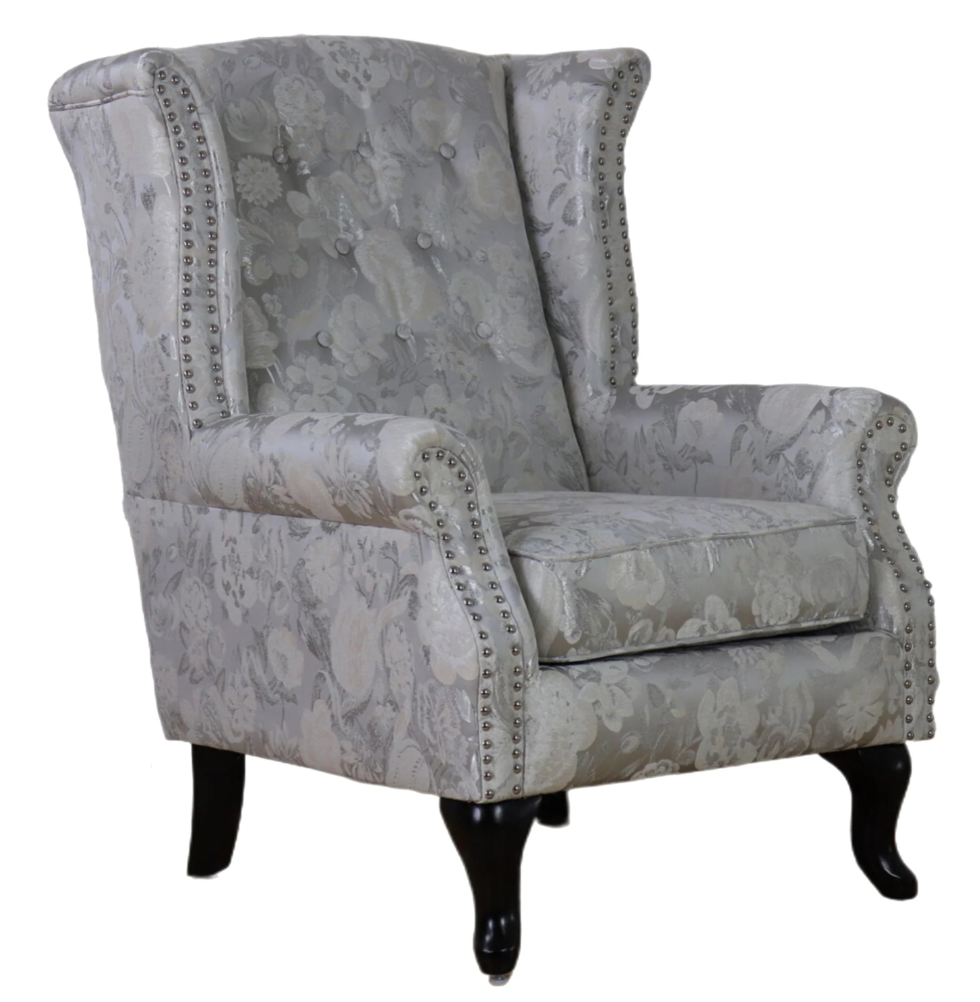 Quinn Wingback Armchair-Silver Grey