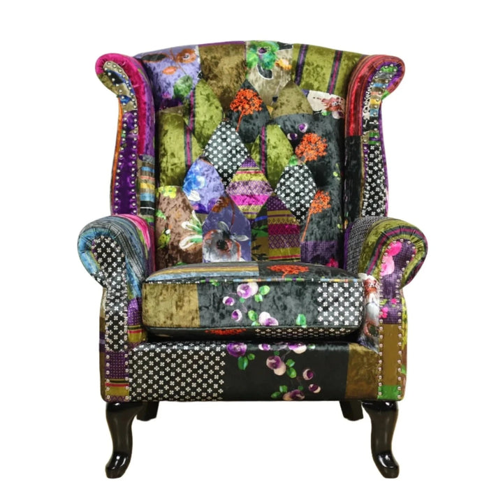 Berkdale Patchwork Wingback Armchair