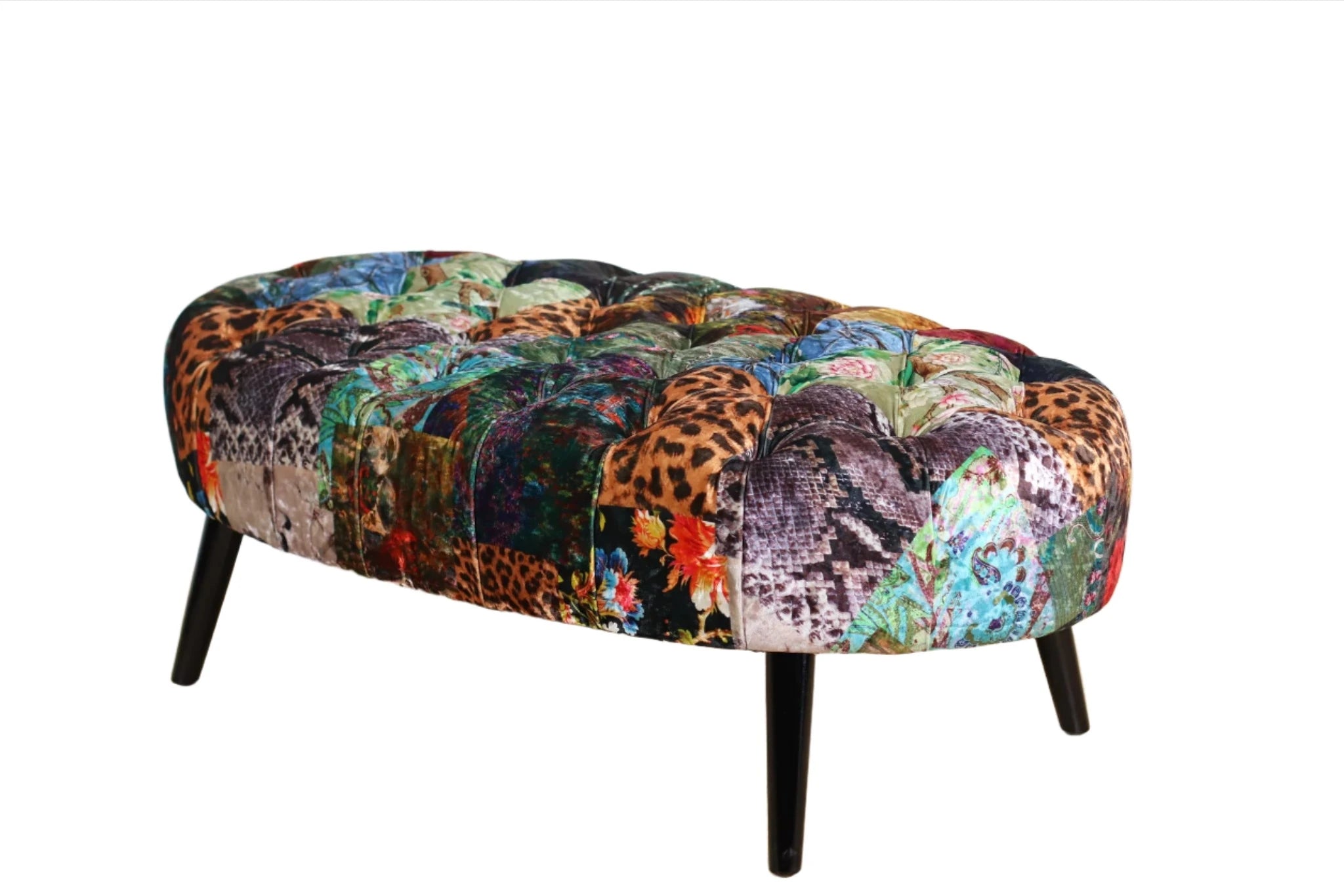 Oval Patchwork Ottoman