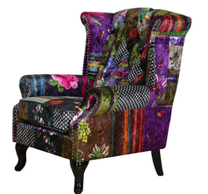 Berkdale Patchwork Wingback Armchair