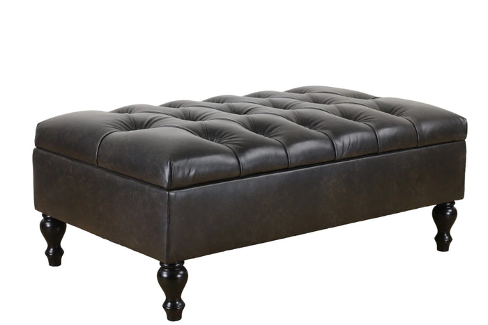 Chesterfield Ottoman with Storage - Black