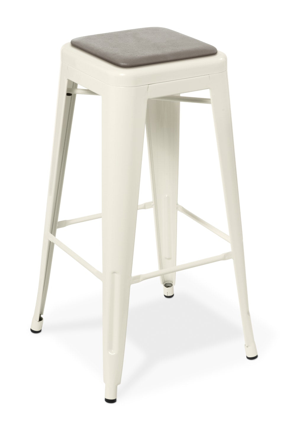 Industry Bar Stool W/ Seat Upholstered - White