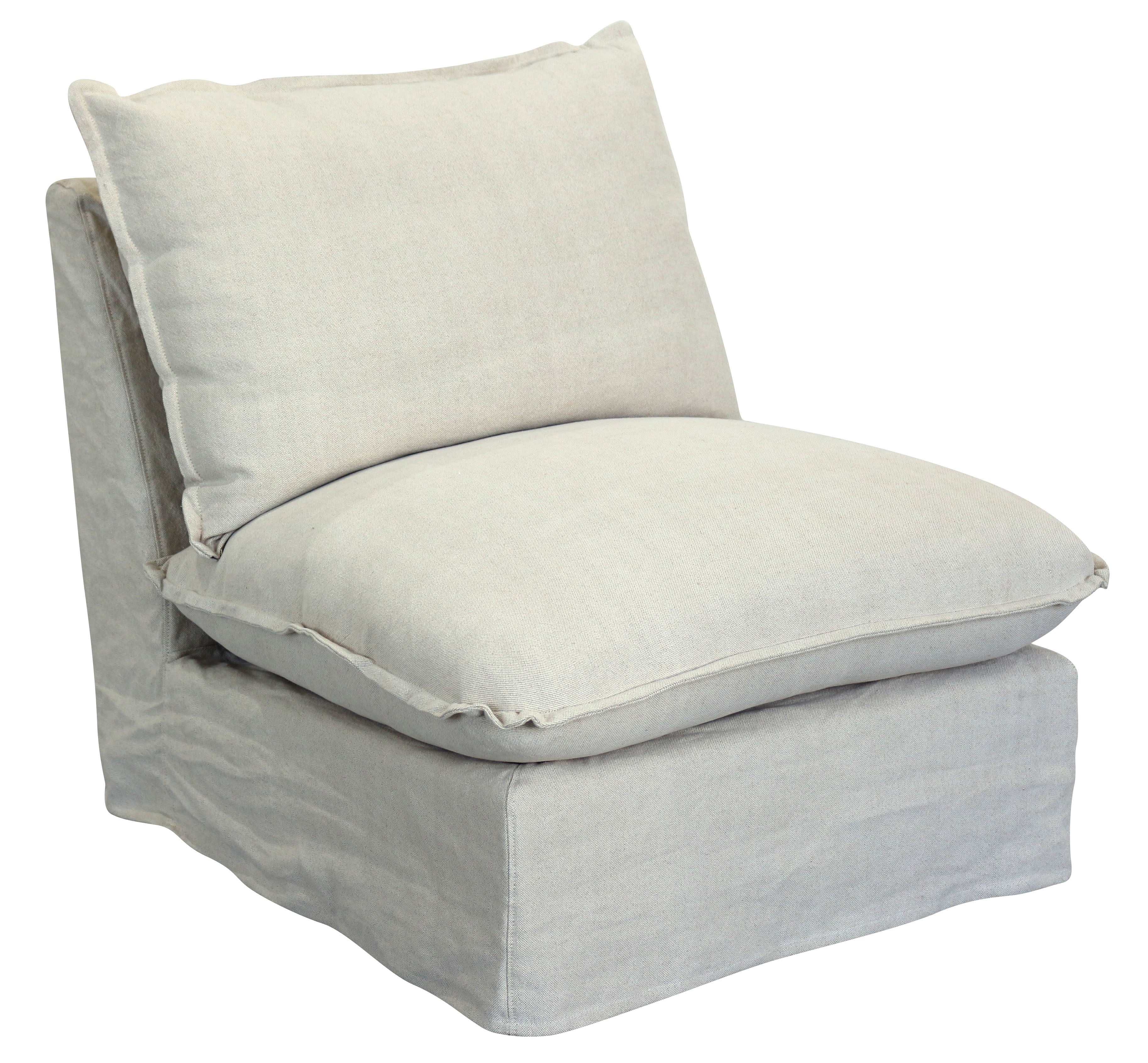 Villa 3 Seat Slip Cover Sofa with Ottoman - Salt & Pepper