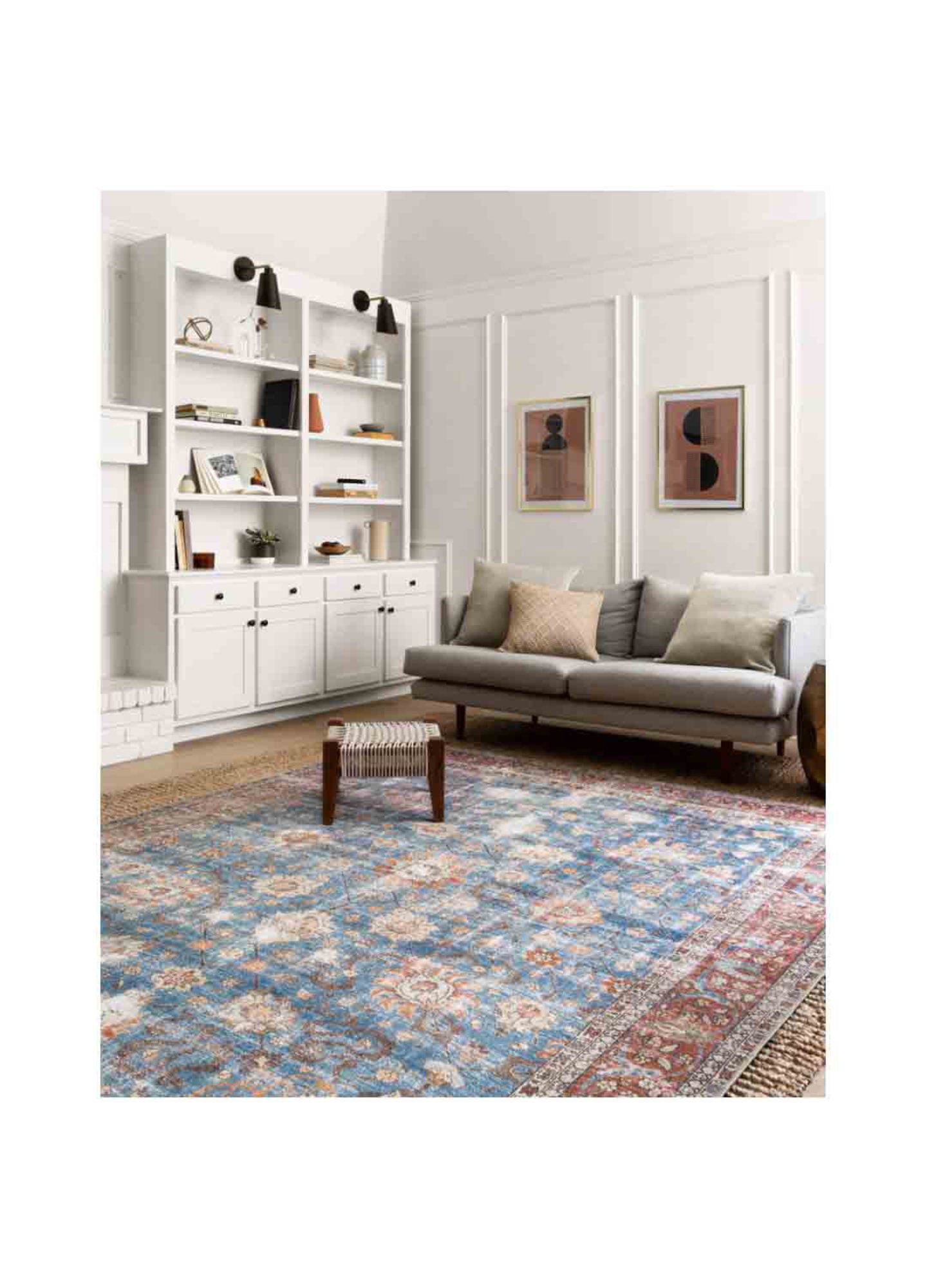 Loren Rug - Blue/Brick