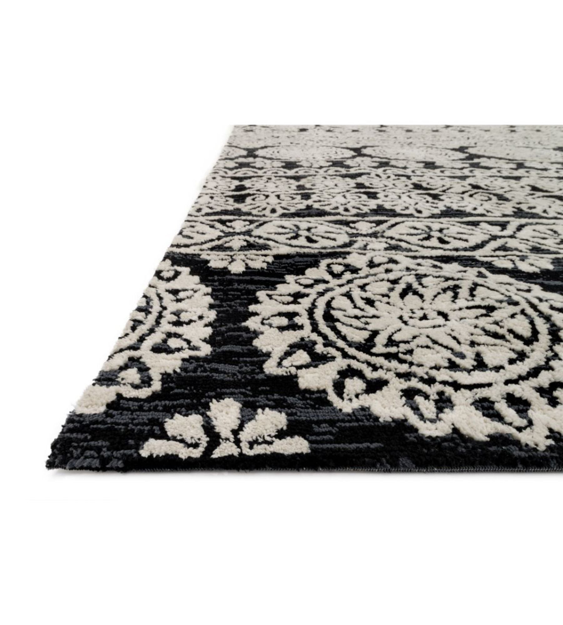 Lotus Rug - Black/Silver | 107x168