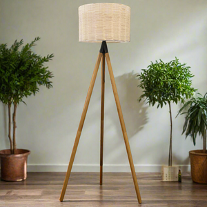 Rattan Floor Lamp on Tripod