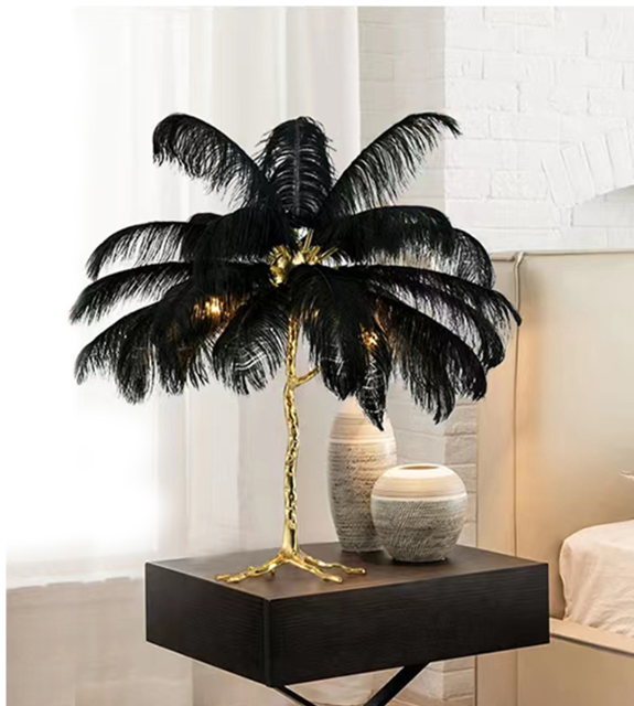 Ostrich Feather Table Lamp