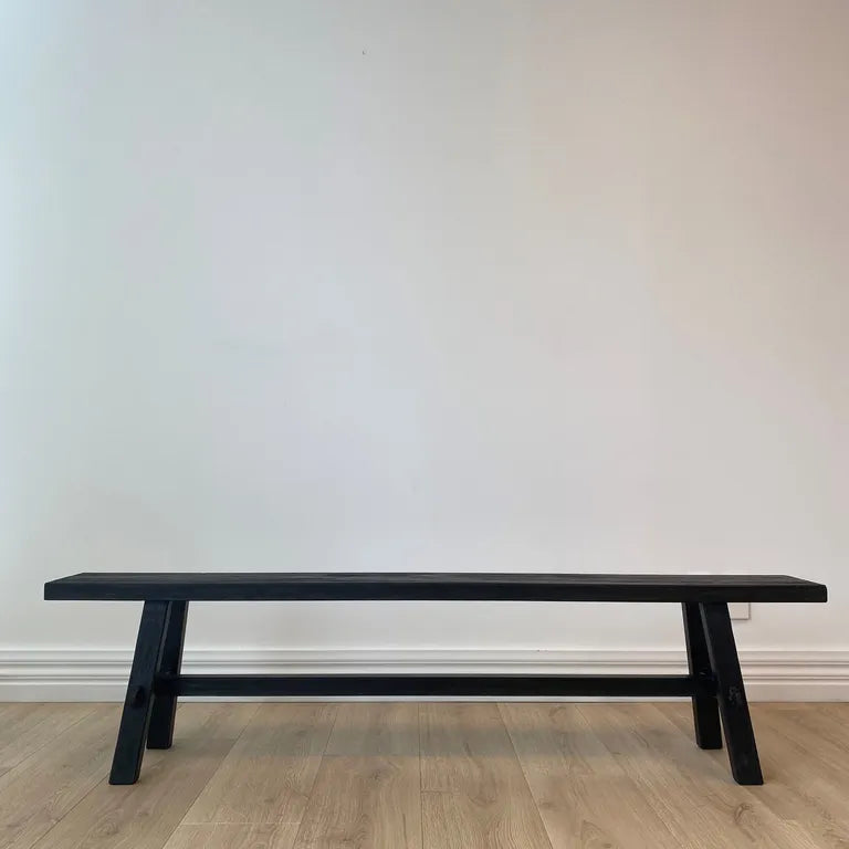 Alabaster Reclaimed Wood Long Bench - Black