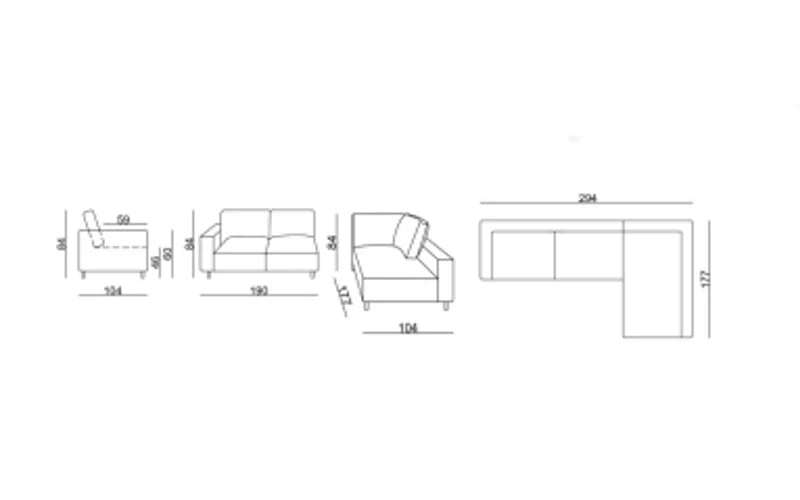 Lynx 3 Seat Sofa with Chaise