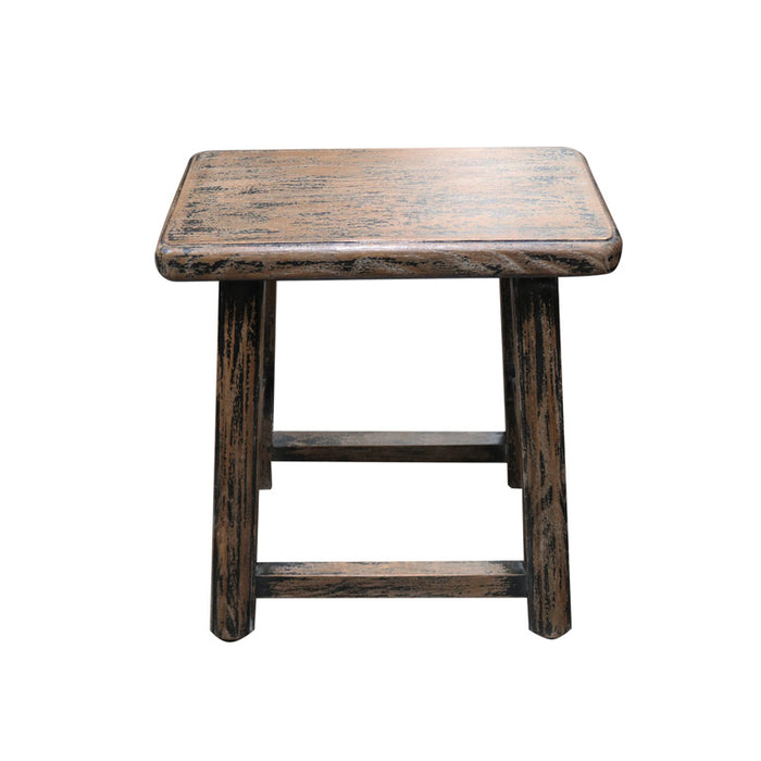 Antique Elm Rectangle Stool