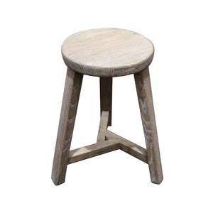 Antique Elm Round Stool