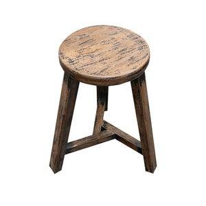 Antique Elm Round Stool