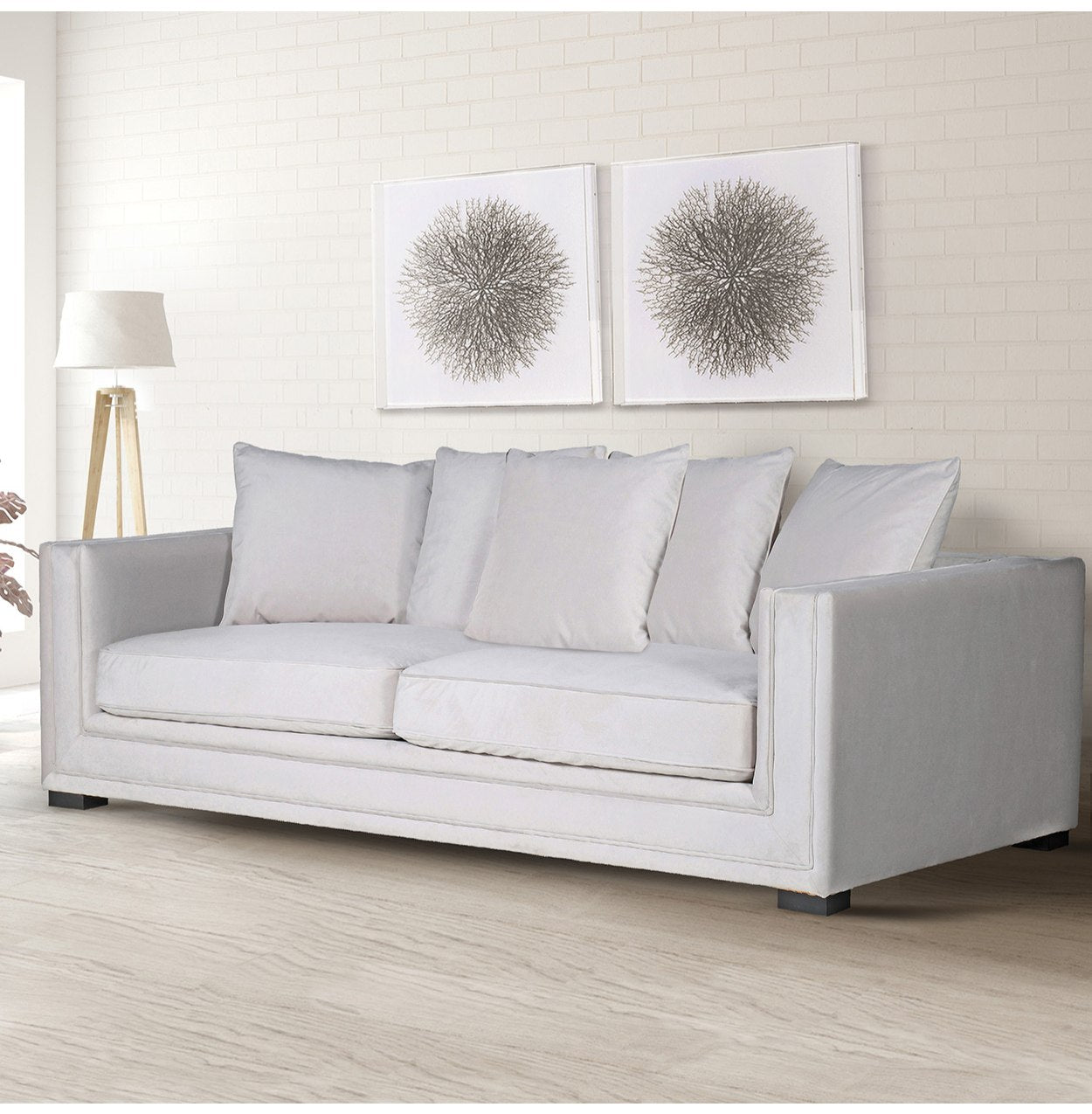 Muse 3 Seater Sofa - Light Grey Velvet