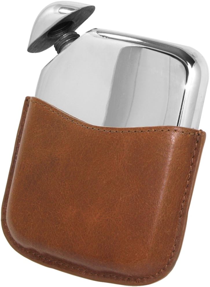 Novus Pewter Hip Flask with Genuine Leather Pouch