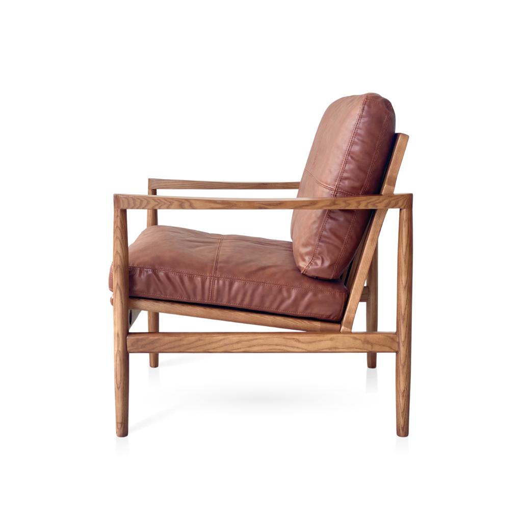 Hans Mid-Century leather Armchair - Rustic Brown