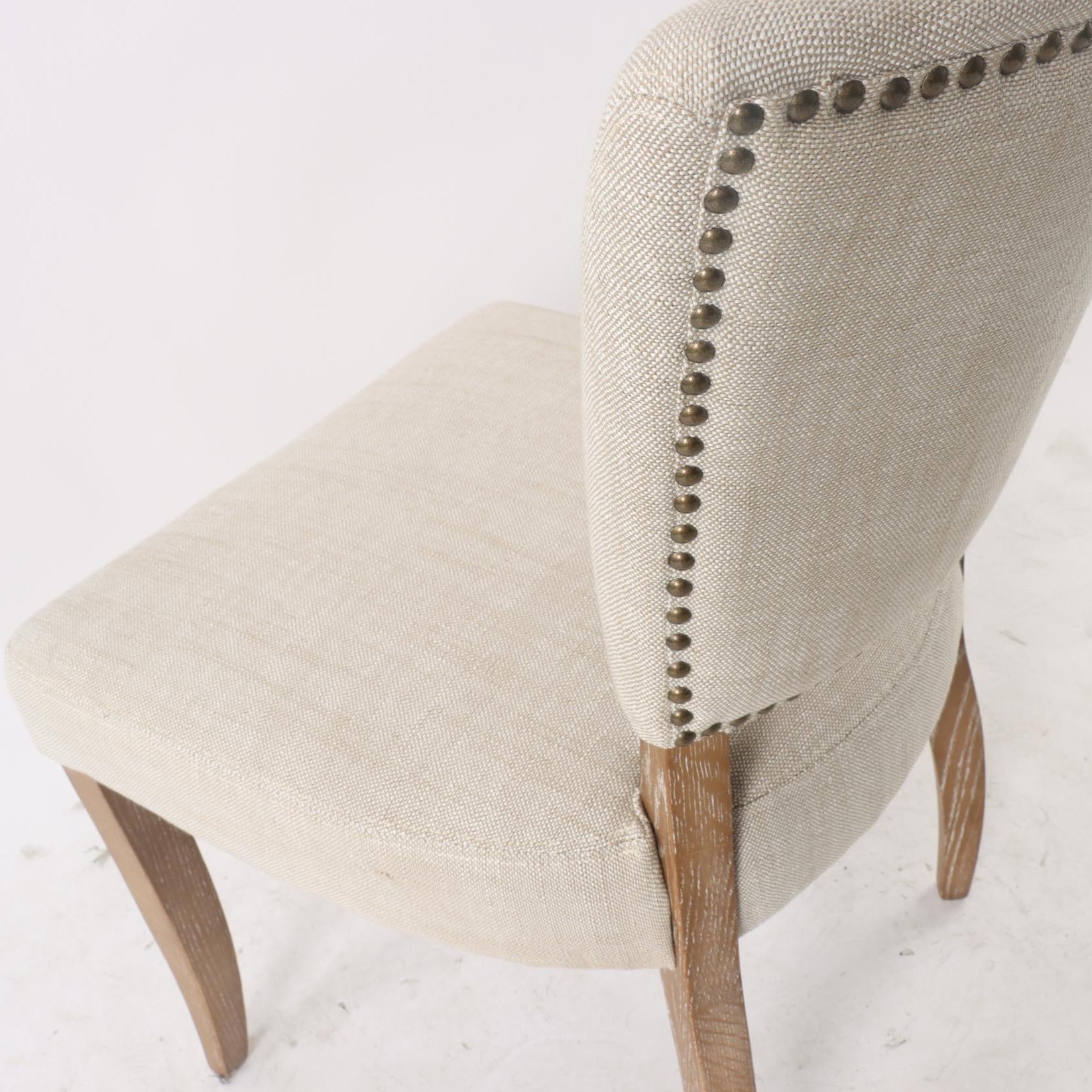 Ezra Dining Studded Chair - Natural Linen