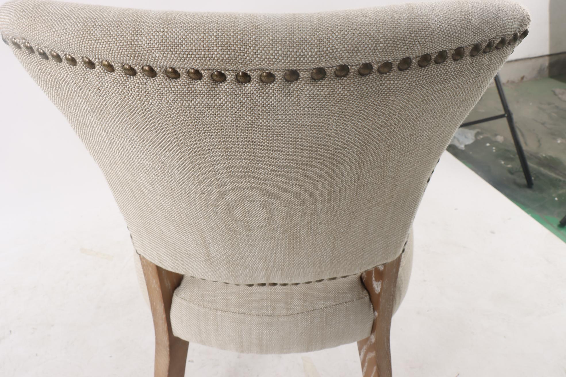 Ezra Dining Studded Chair - Natural Linen