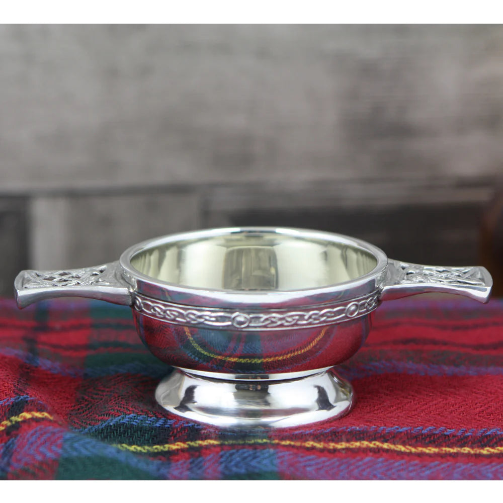 Celtic Knot Handle Pewter Quaich Bowl 63mm