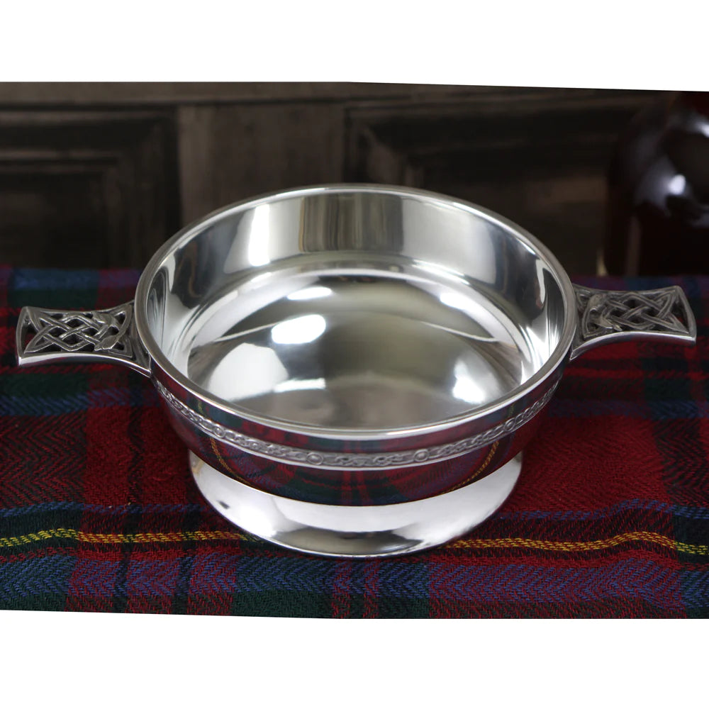 Celtic Knot Handle Pewter Quaich Bowl 115mm