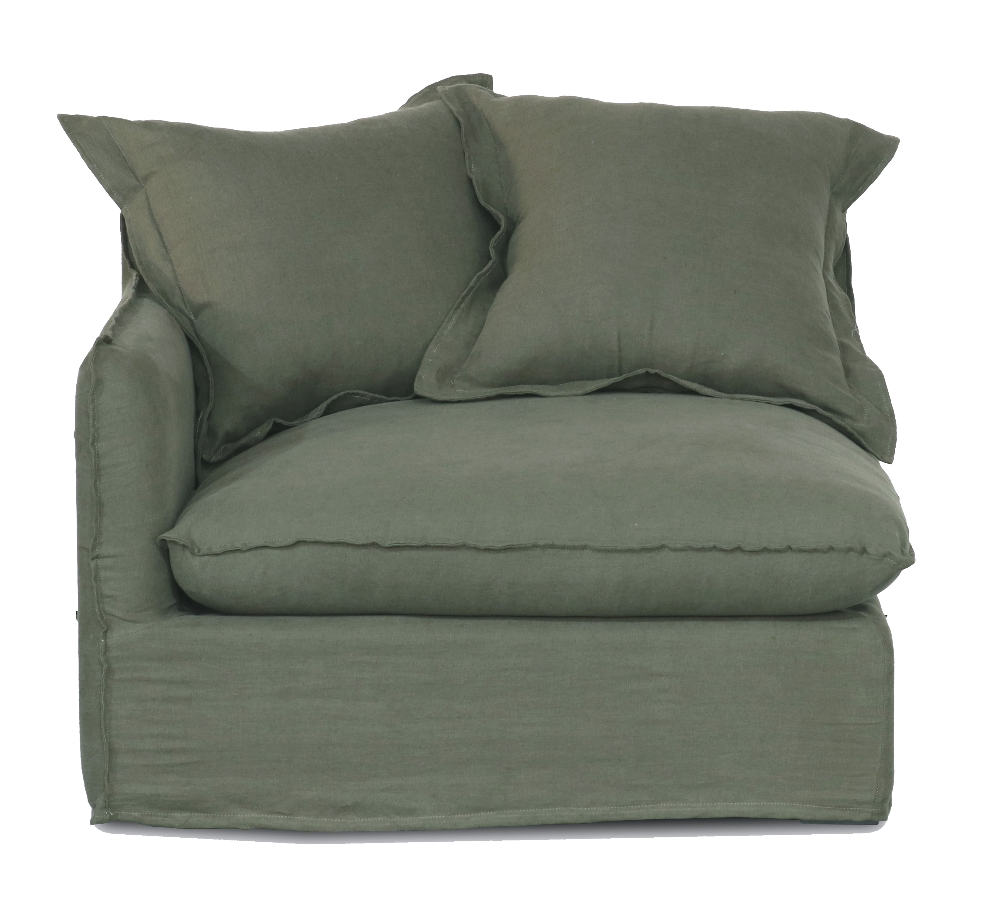 Oasis Washed Linen 3 Seat Modular Slip Cover Sofa - Olive