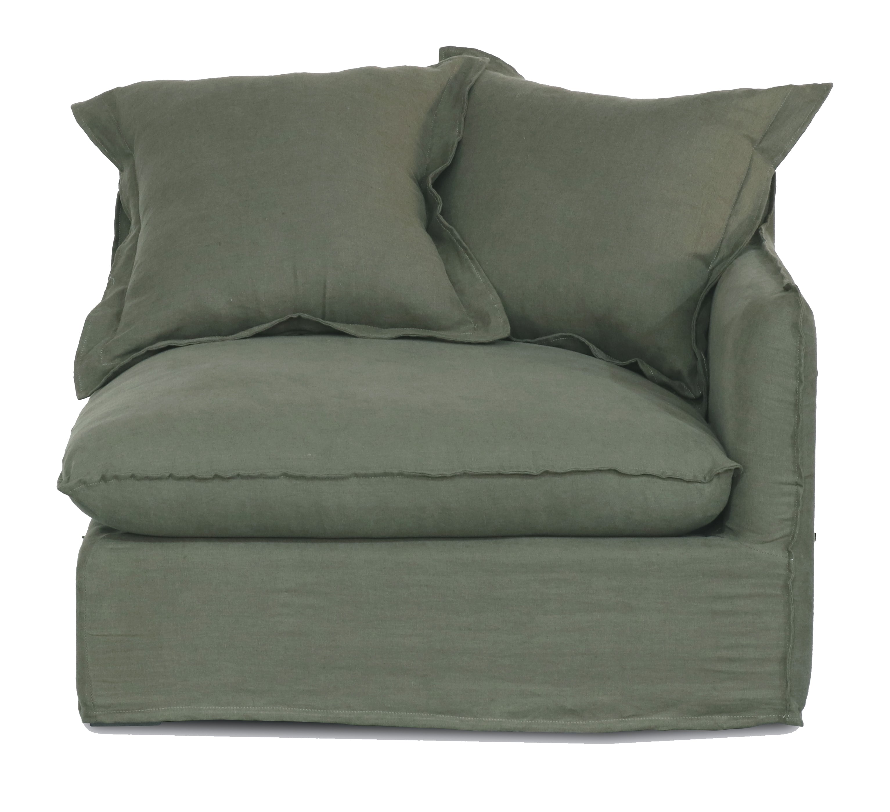 Oasis Washed Linen 3 Seat Modular Slip Cover Sofa - Olive