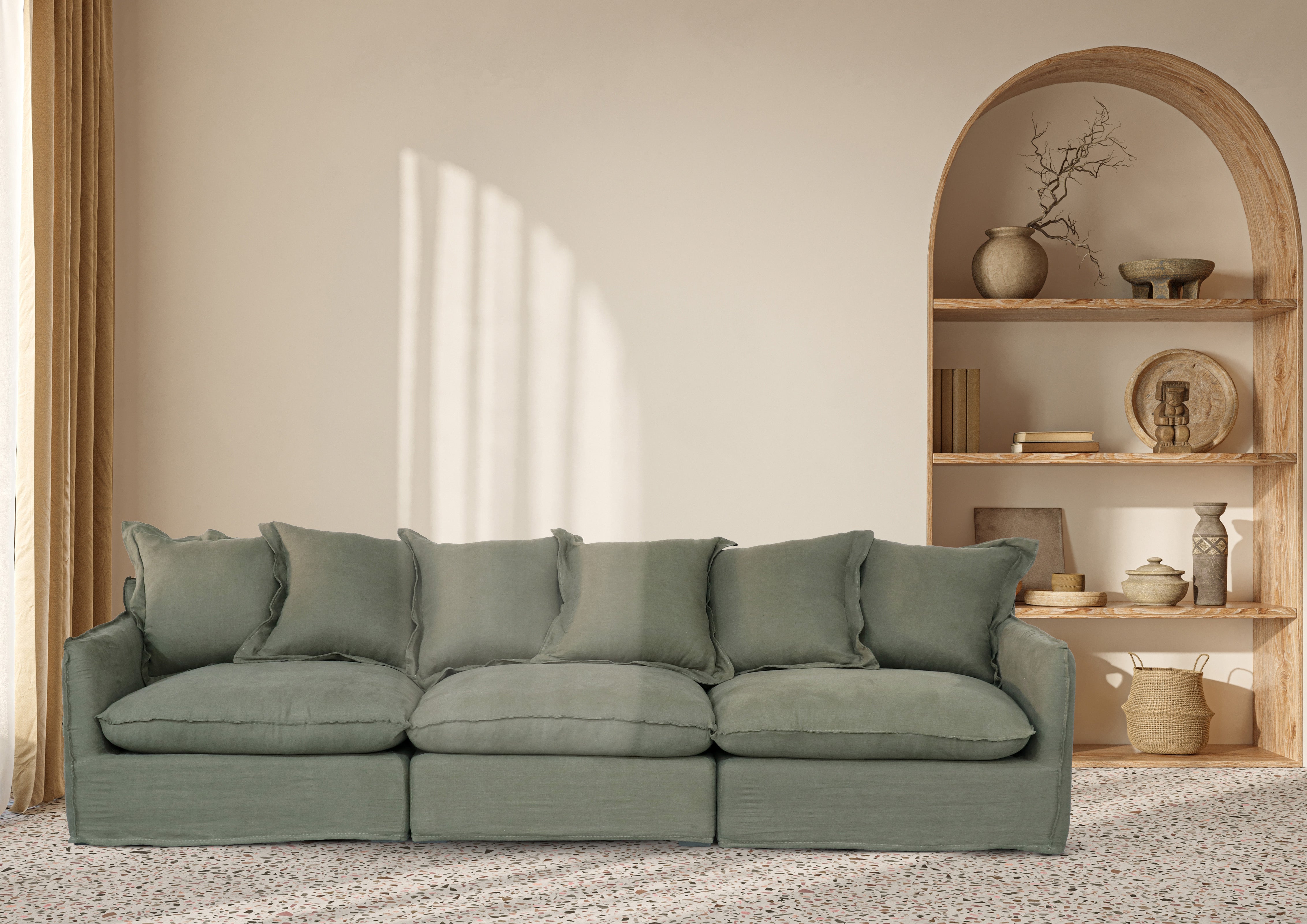 Oasis Washed Linen Dream Sofa Centre - Olive