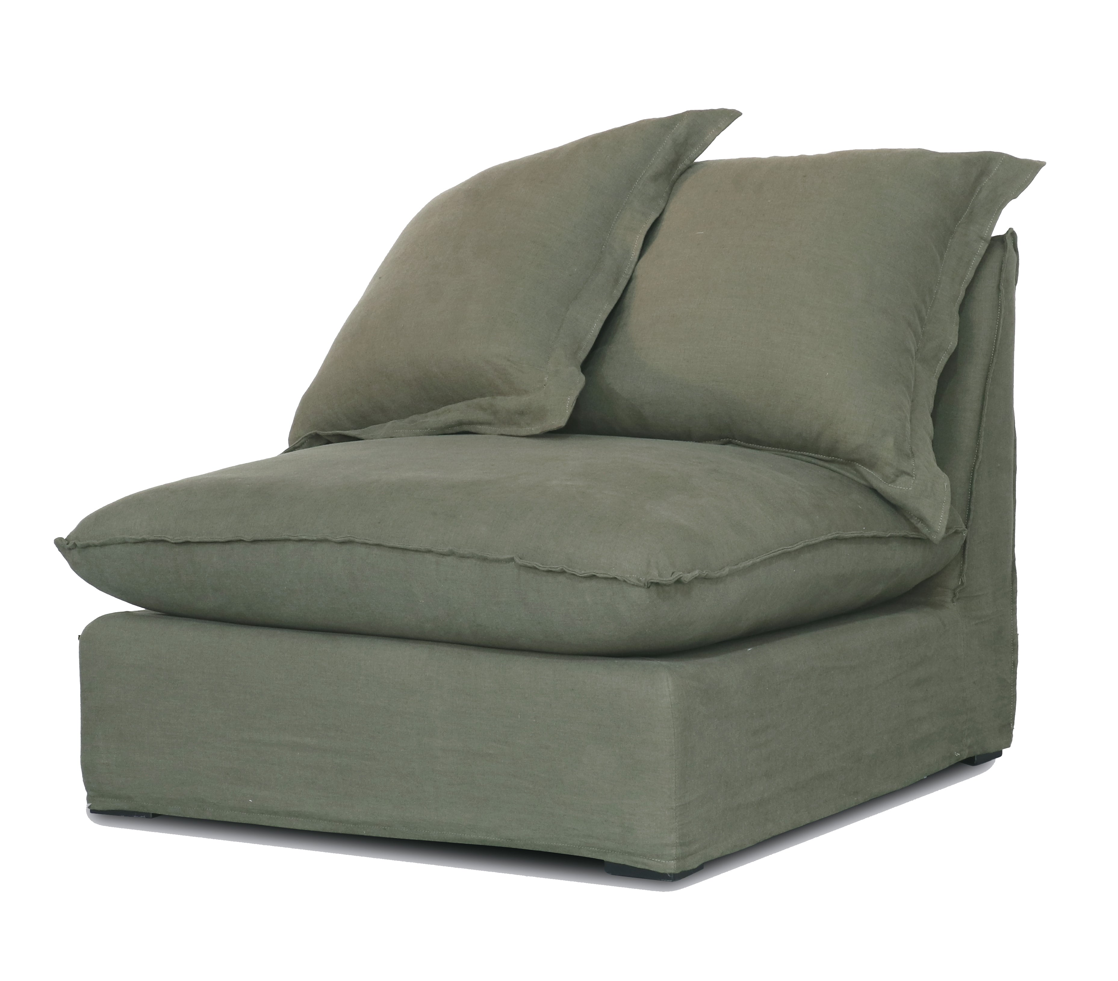 Oasis Washed Linen 3 Seat Modular Slip Cover Sofa - Olive