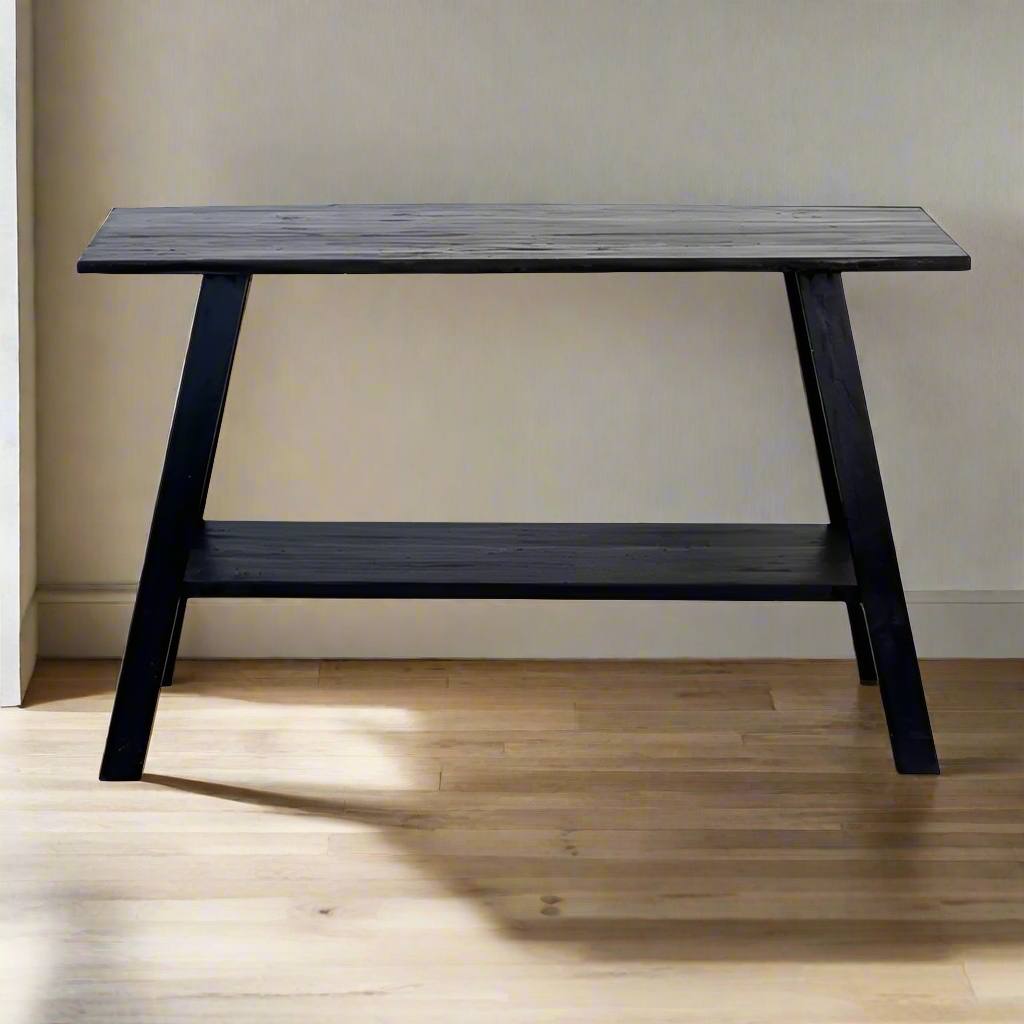 Rustico Console Table - Reclaimed Teak - Black