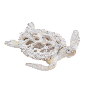 White Coral Reef Sea Turtle Statue - Ornament