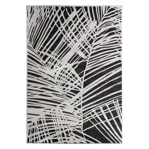 Eden Indoor/Outdoor Leaves Black Rug