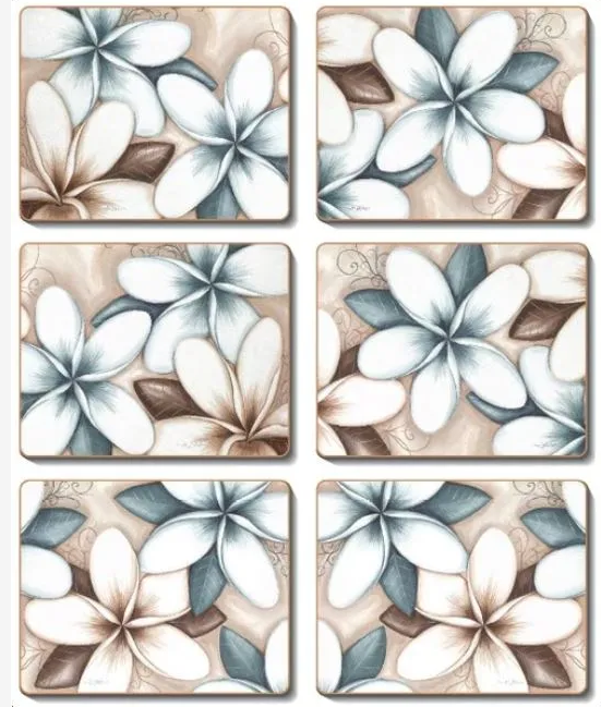 Coasters Ocean Frangipani 12x10 cm