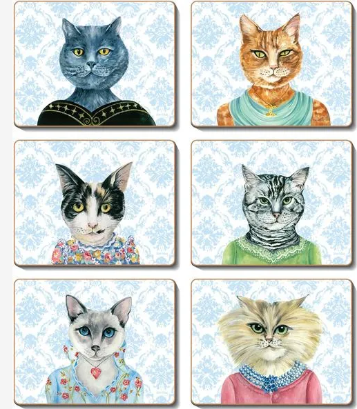 Coasters Lady Cat Luncheon 12x10 cm