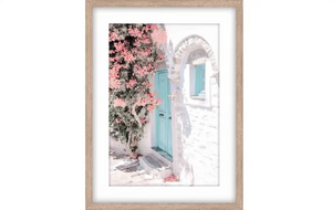 Mykonos Glass Framed Print - Natural