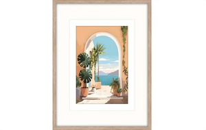 Arch Paradise Glass Framed Print