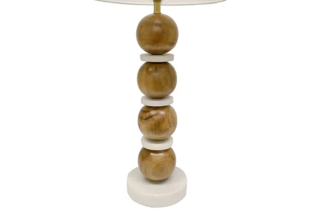 Asha Wood And Marble Table Lamp - Natural