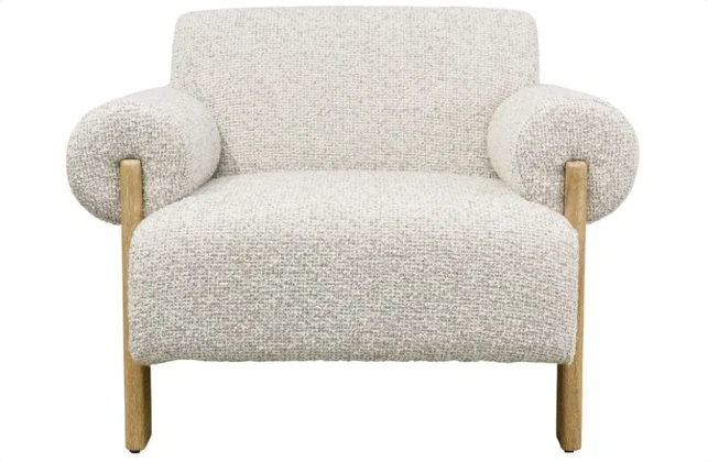 Sophie Linen & Oak Accent Chair - Grey Fleck