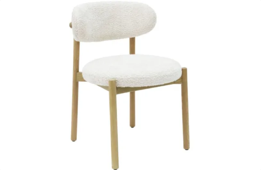 Mia Boucle & Oak Dining Chair - White