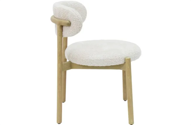 Mia Boucle & Oak Dining Chair - White