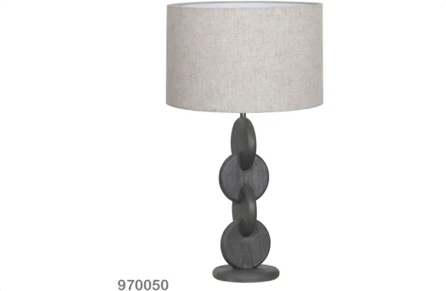 Jai Wooden Table Lamp - Black Sandblast / Beige