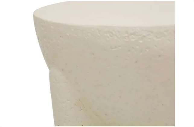 Stone Look Stool - Off White