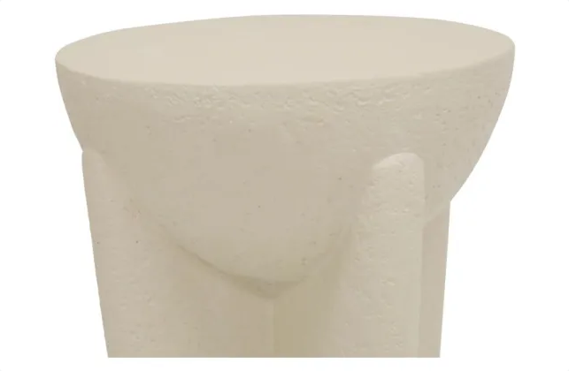 Stone Look Stool - Off White