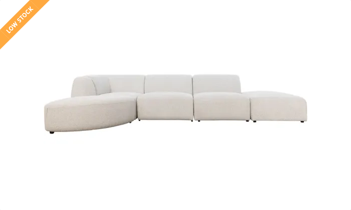 Hugo Curved Sectional Seat - Soft Gray