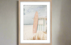 Beach Hut Framed  Print - Natural