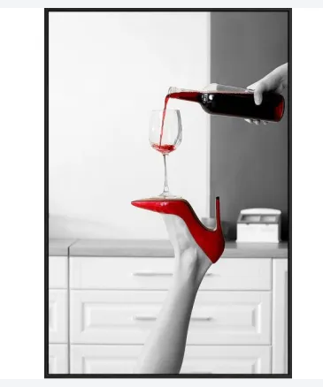 Red Stiletto Red Wine Canvas W/ Black Frame