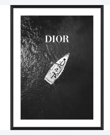 Dior Boat Framed Glass Print