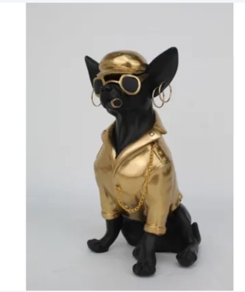 Chihuahua Statue - Gold & Black