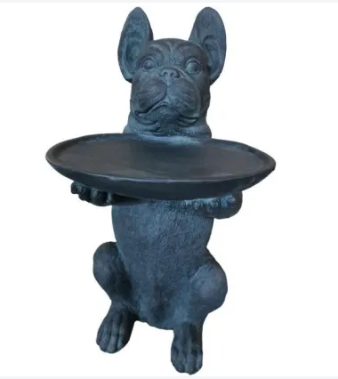 Black Fiber Clay Dog W/ Table